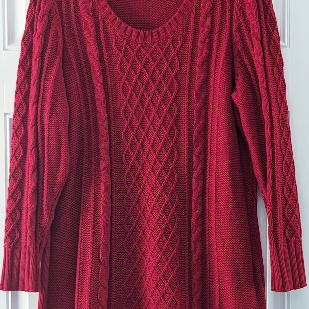 Red Cable-Knit Sweater
